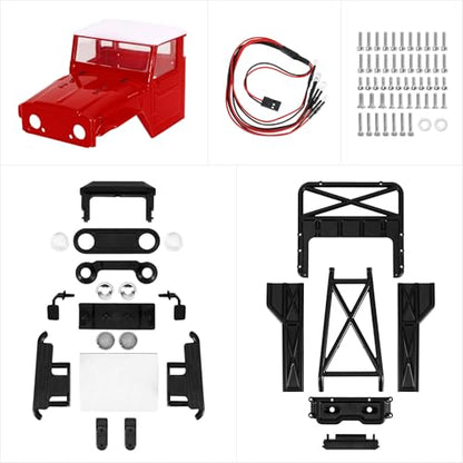 INJORA IR40-24 Half Truck Hard Body with Cage for 1/24 SCX24 Upgrade(Red)
