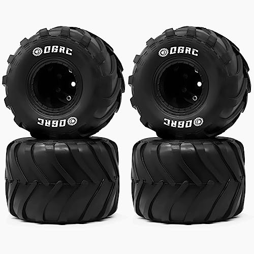 OGRC 1.0" Monster Truck Wheel Tires for SCX24 1/24 RC Crawler Car, 70*49mm | Monster Truck Wheel Rim Tires, M1 Compound, for FMS FCX24 SCX24 B17 Axial 1/24 RC Crawler, Black - color: Black