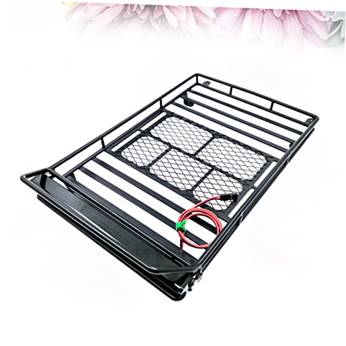 Car Roof Luggage Bracket with Led Light for Crawler Black Storage Rack for Simulation Accessories Lightweight and Luggage Holder - size: 24.80X14.10X2.30CM