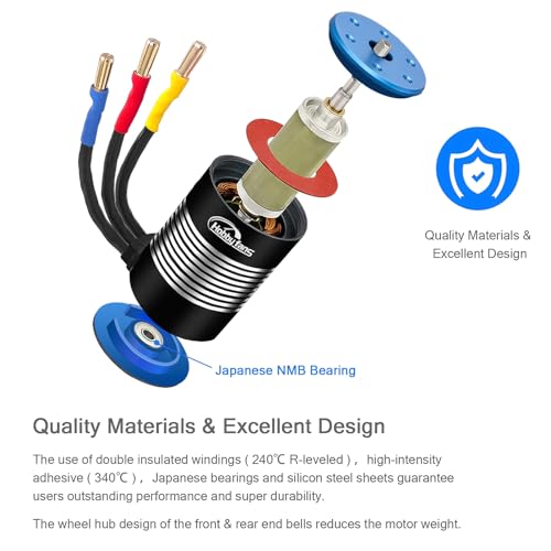 Waterproof BL3650 3900KV Brushless Motor 3.175mm Shaft with 60A Brushless ESC Electric Speed Controller with Heatsink and Programming Card for 1/10 Remote Control Car Truck, Black & Blue - color: Black & Blue