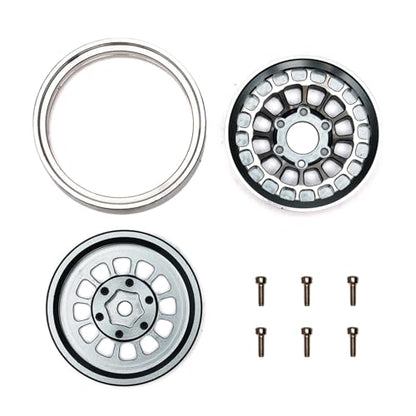 1.3” Aluminum Beadlock Wheels, -4.53mm Offset CNC 7 mm Hex Rims for 1/18 1/24 RC Crawler TRX4M, Axial SCX24 AX24, Redcat Ascent-18, FMS FCX24, 4 pcs, Gray - color: Gray