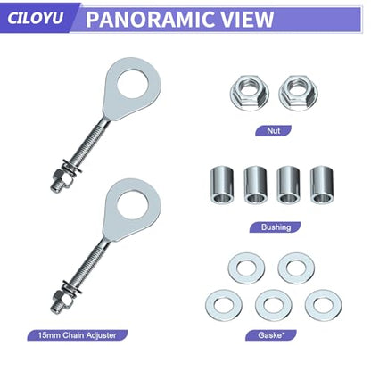 14mm 225mm Front Axle Kit + 325mm Mini Bike Rear Axle for CT200U | 14mm Rear and Front Axle Kit Compatible with Coleman CT200U Minibike 196CC 200CC 6.5HP Engine Parts 15mm Chain Adjuster - color: gold