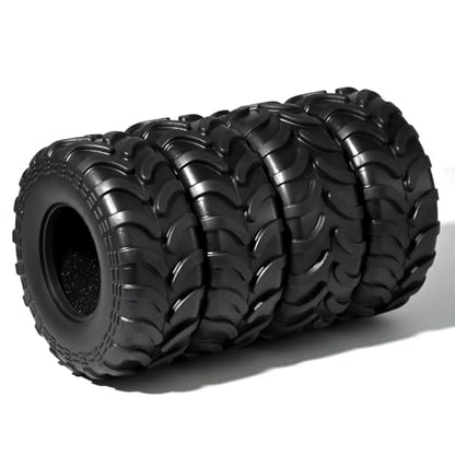 1.3" Tires for SCX24 & TRX4M 63.2 26.7mm RC Crawler Tires Upgrades with Foam Inserts Compatible with Traxxas Axial 1/18 1/24 Scale RC Cars Aggressive Mud Terrain Sticky Crawler Design - size: 1.3-66mm-rzt