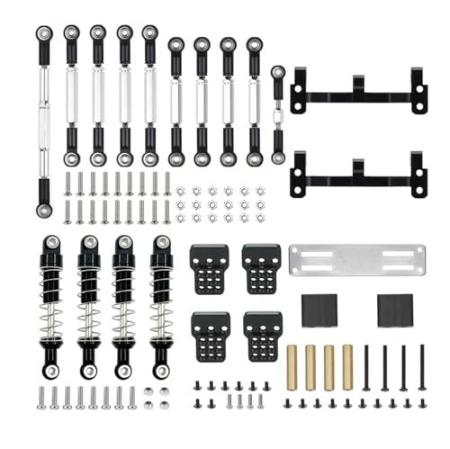 RC Absorbers Models For WPL C14 C24 For MN 99S B90 98 1/16 Metal Shock Absorber Tie Rod Steering Servo Base Remote Control Car Upgrade Parts(Black) - color: Black