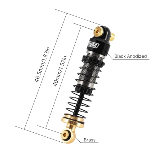 INJORA 40mm Big Bore Aluminum Oil Shock with Brass Ends for SCX24, Black