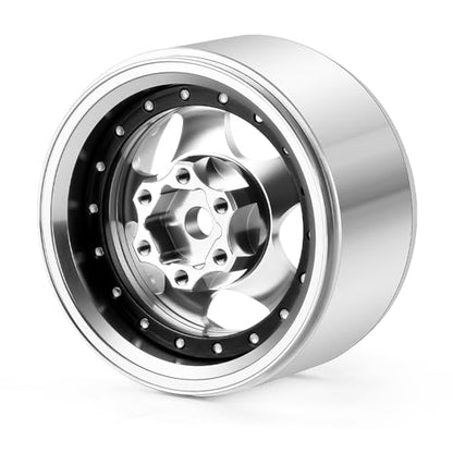 4PCS Aluminum 1.9" Beadlock Wheel Rims Upgrades for Axial SCX10 I II III TRX4 GEN7 GEN8 1/10 RC Crawler Truck Car (Silver) - color: Silver