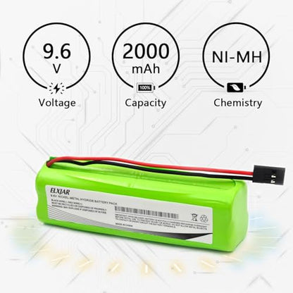 Coonyard (2-Pack) 9.6V 2000mAh NiMH Battery for Futaba 8UA 8UH 6YF 6NPK 7C | Fits Futaba 6DA, 7NFK and Square NT8S600B; 8-AA square battery pack with Hi-tec connector for compatible RC radio systems.