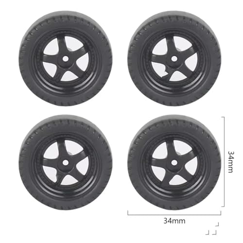 RC Crawlers Models For LDRC AE86 A86 LD1801 LD1802 LD1803 LD1804 A01 A02 1/18 RC Car Upgrade Parts 4pcs 33mm Hard Drift Tire Wheel Tyre(Black) - color: Black