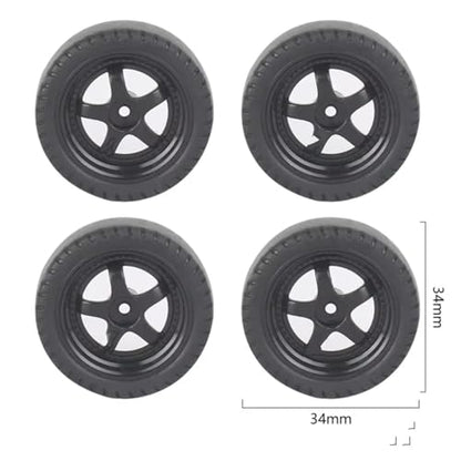RC Crawlers Models For LDRC AE86 A86 LD1801 LD1802 LD1803 LD1804 A01 A02 1/18 RC Car Upgrade Parts 4pcs 33mm Hard Drift Tire Wheel Tyre(Black) - color: Black