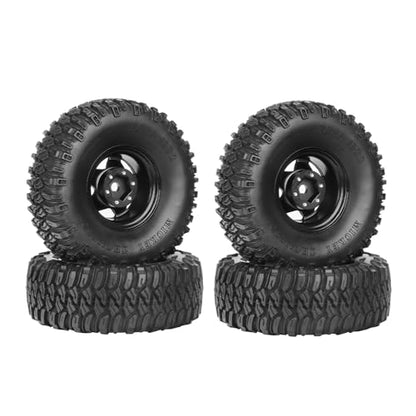 4PCS 1.55 Inch Aluminum Alloy 5Spoke Beadlock Wheel Rim Tyre and 95mm Rubber Tires Set for 1/10 RC Rock Crawler Car Upgrade Parts for Tamiya Axial AX90069 D90 TF2 CC01 LC70(A-Black) - color: A-black