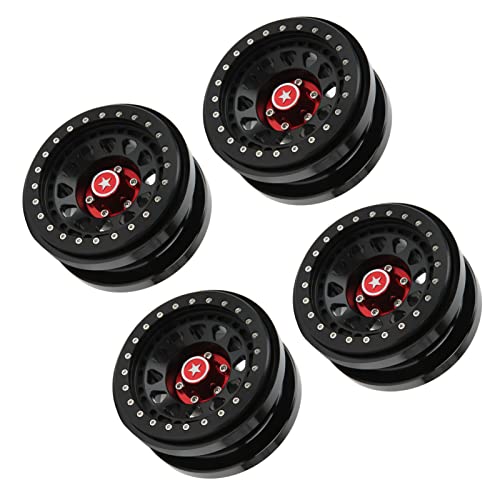 VBESTLIFE 4 PCS 2.9 Inch Wheels 12 Hole Alloy Wheels, 1/6 RC Car Wheels for AXAIL SCX6 1/6 RC Car - color: Black