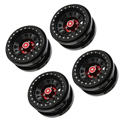 VBESTLIFE 4 PCS 2.9 Inch Wheels 12 Hole Alloy Wheels, 1/6 RC Car Wheels for AXAIL SCX6 1/6 RC Car - color: Black