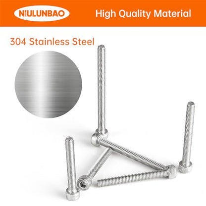 M4 x 30mm 35mm 40mm 45mm 50mm Hex Socket Head Cap Screws Bolts, 304 Stainless Steel, Metric Machine Fully Threaded, Bright Finish, Allen Hex Drive, Assortment Kit 50PCS - size: M4 x 30/35/40/45/50mm (50PCS)
