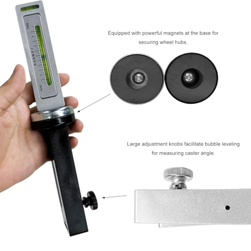 Camber Alignment Tool, Adjustable Magnetic Caster Pillar Gauge Professional Tire Repair Tool, High Precision Camber Strut Wheel Alignment Instrument for Car Truck RV (Silver) - color: Silver