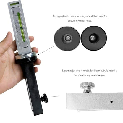 Camber Alignment Tool, Adjustable Magnetic Caster Pillar Gauge Professional Tire Repair Tool, High Precision Camber Strut Wheel Alignment Instrument for Car Truck RV (Silver) - color: Silver
