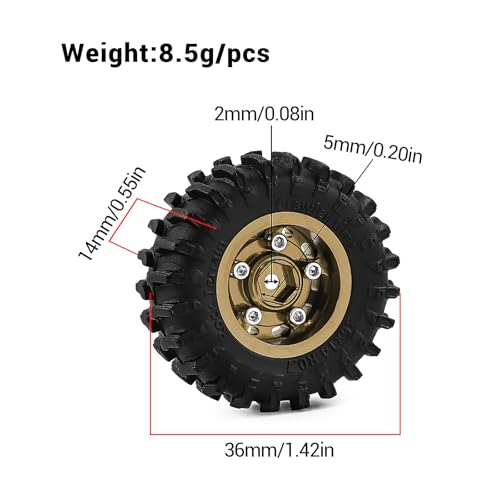 0.7" Aluminum Beadlock Wheels and Tires Set for 1/30 Axial SCX30 RC Crawler – Upgrade Parts (Bronze-299) - color: Bronze-299