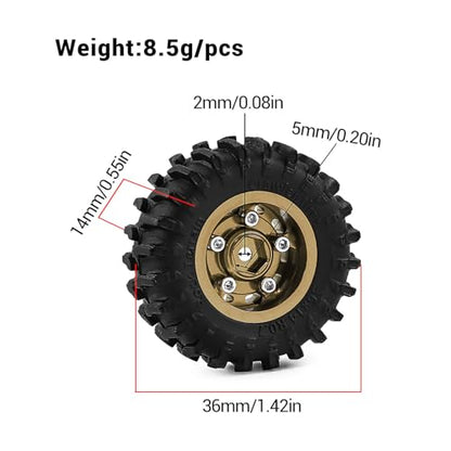 0.7" Aluminum Beadlock Wheels and Tires Set for 1/30 Axial SCX30 RC Crawler – Upgrade Parts (Bronze-299) - color: Bronze-299