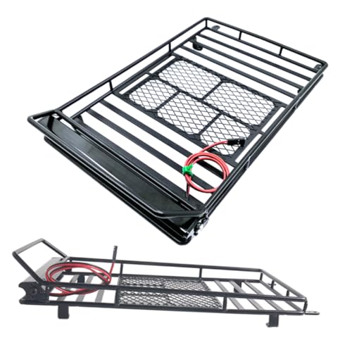 Car Roof Luggage Bracket with Light for Crawler Storage Rack for Simulation Accessories Strong Fixation Black Cargo Holder for Vehicle Roof Use - size: 24.80X14.10X2.30CM