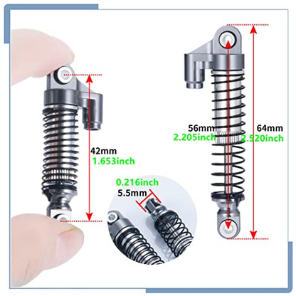 RC Shock Absorber 56mm Dampers, Titanium | Aluminum Alloy, Ajustable Shocks, For TRX4M Upgrades 1/18 Scale, RC Crawler Car, Accessories - color: Titanium