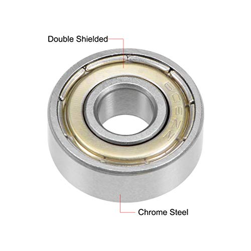 uxcell 606ZZ Deep Groove Ball Bearing 6x17x6mm Double Shielded GCr15 Bearings 5-Pack - size: 6mmx17mmx6mm