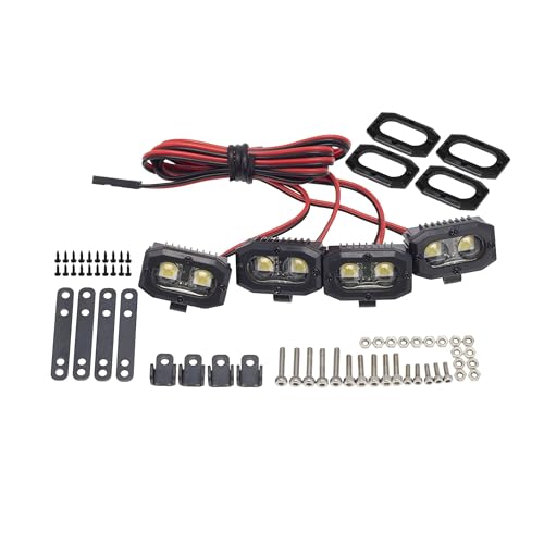 DKKY RC Car Lights LED Spotlights 1/10 Scale RC Crawler Accessories for Axial SCX10 90046 Traxxas TRX4 TRX6 Wraith RR10 MST Redcat Gen8 (4 Dual Lights Without Controller) - style: 4 Dual Lights without Controller