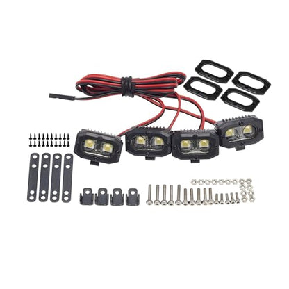 DKKY RC Car Lights LED Spotlights 1/10 Scale RC Crawler Accessories for Axial SCX10 90046 Traxxas TRX4 TRX6 Wraith RR10 MST Redcat Gen8 (4 Dual Lights Without Controller) - style: 4 Dual Lights without Controller