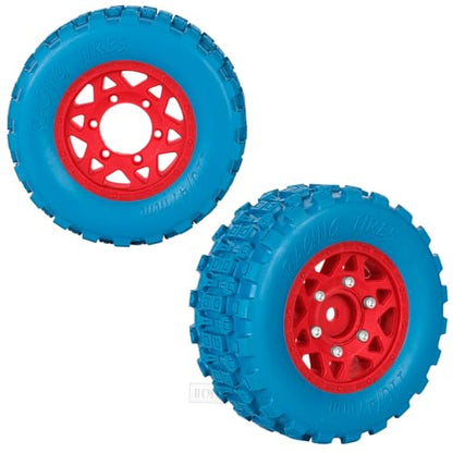 RC F/R Wheels and Tires Set w/Detachable Replace Running on Off-Road Tire RC Wheel Hex for 1/10 Slash 4WD 4×4 2WD/Arrm a Senton/Axia1/Rc 4wd/Redca t,12mm/14mm/17mm Hex,Red-Navy Blue（4PCS - color: Red-navy Blue(rc Wheels Tires)