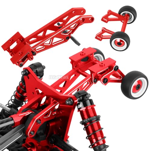Aluminum Wing Mount & Wheelie Bar Set Upgrades Part for 1/8 Kraton 6S BLX(EXB),1/8 Notorious 6S BLX V6 Brushless RC Monster Trucks,RC Wheelie Bar Wing Mount Set,Replace ARA320758,Red - color: Red - (Aluminum Upgrades Part)