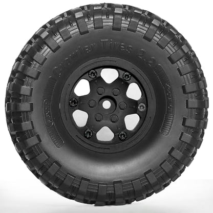 REDSPIDER 2.2 Beadlock Wheels and Tires（4pcs）Plastic wheels with lightweight design，All terrain tires.for 1:10 RC Axial SCX10 Canyon Trail 105Rims TRX4 TRX6(Black) - color: Black