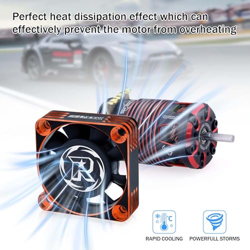 Surpass Hobby 40mm RC Motor Cooling Fan,16000RPM ESC Cooling Fan for 1/8 1/10 RC Truck Car Diameter 40mm Blrushless Motor（Orange&Black） - style: Orange