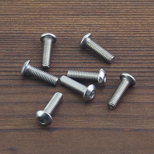 HELIFOUNER 100 Pieces M3 x 10mm, Thread Pitch 0.5mm, 304 Stainless Steel (18-8) Button Head Socket Cap Screws, Fully Threaded - size: M3 x 10mm