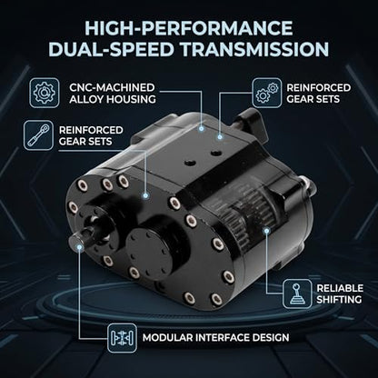 RC Transmission Gearbox, Alloy 2 Speeds Transfer Gearbox Replacement for SCX10 D90 1/10 Scale RC Crawler