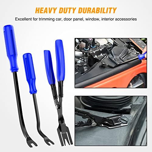 GOOACC 238Pcs Trim Removal Tool, Auto Push Pin Bumper Retainer Clip Set Fastener Terminal Remover Tool Adhesive Cable Clips Pry Kit Car Panel Radio Removal Auto Clip Pliers - color: 120Pcs Clips + 118 Remover Blue