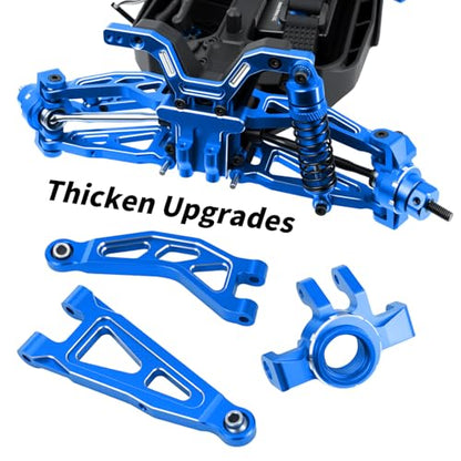 Aluminum Front & Rear Suspension with Steering Knuckles & Rear C-Hubs Upgrade Parts for ARRMA 1/14 Typhon Grom 1/18 Granite Grom (Blue) - color: Blue