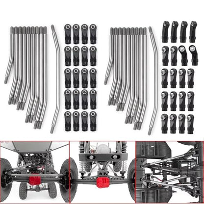 RC Car Parts for Axial for SCX10 II 90046 for SCX10 1/10 RC Car Parts 313/324mm Metal Link Rod Set Linkage Steering W/Ball End Modification RC Car Accessories(324mm) - size: 324mm