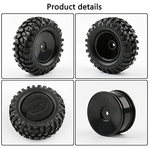 4pcs 1/10 Wheels and Tires with Lock Nuts Washers Wrench, 12mm Hex Hard Dish Wheel for Racing Off Road Buggy Truck Rock Crawler RC4WD Tamiya MST HSP CR12