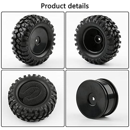 4pcs 1/10 Wheels and Tires with Lock Nuts Washers Wrench, 12mm Hex Hard Dish Wheel for Racing Off Road Buggy Truck Rock Crawler RC4WD Tamiya MST HSP CR12
