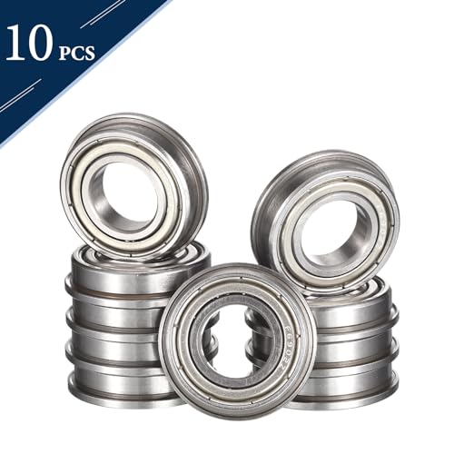F6902ZZ Flanged Ball Bearing, ID 15mm x OD 28mm x Width 7mm Double Metal Shielded Deep Groove Bearings, Pre-Lubricated (GCr15) Chrome Steel 10pcs - size: F6902ZZ 15mmx28mmx7mm