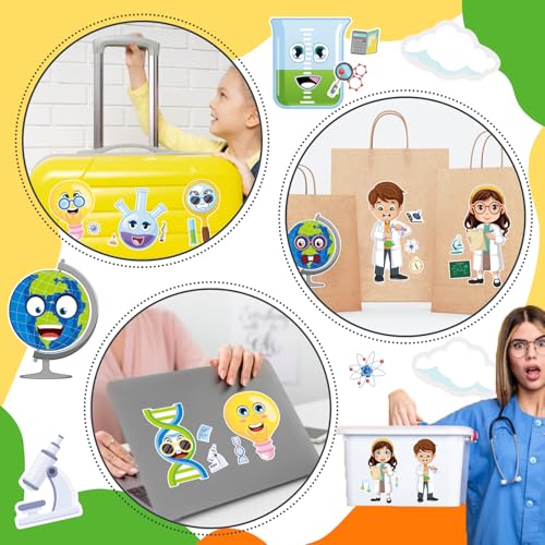 Science Stickers, Make-a-face Sticker, Make Your Own Science Stickers | 24 Sheets, Laboratory Sticker Decals, Chemistry, Biology, Physics, Classroom Decor for School Teacher - style: Laboratory Sticker