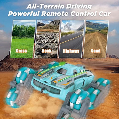 ZMMB 8 Wheel RC Stunt Car with Gesture Control, Spray & LED Lights, Double-Sided Off-Road Vehicle for Boys & Girls Ages 6-14, Ideal Christmas & Birthday Gift - color: 8 Wheel Rc Stunt Car