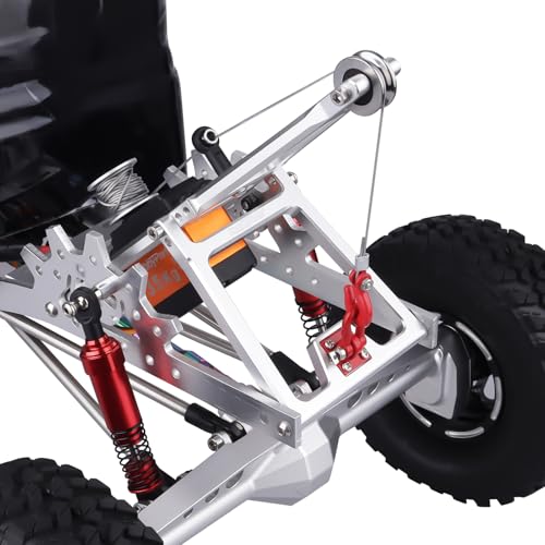 HobbyPark RC Crawler Tow Rig Crane 1/10 Scale Winch Stent Rescue Wrecker Kit Trailer Tow Hook for TRX4 SCX10 II Capra LCG Chassis Frame DIY Parts Updates (Silver) - color: Silver