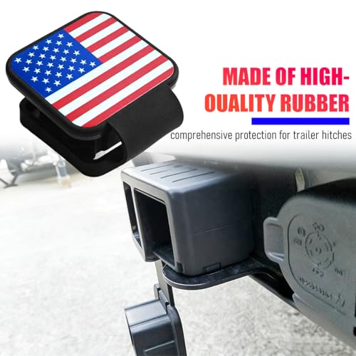 2" Trailer Hitch Cover, Silicone American Flag Square Hitch Cap Tube Plug Insert for 2" Receivers, USA Flag Trailer Exterior Tow Receiver Tube Plug Cap, Universal for Truck Sedan ATV - color: US Flag