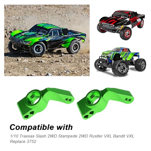 Hobbypark Aluminum Rear Stub Axle Carriers Upgrade Parts for 1/10 Traxxas 2WD Slash, Stampede, Rustler VXL, Bandit VXL, Replace 3752, Green-Anodized - color: Green
