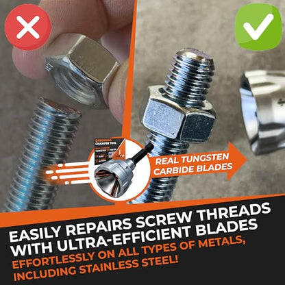 THORVALD Deburring External Chamfer Tool with Tungsten Carbide Blade - Deburr Tool for All Thread, All Metal Rod, Pipe, PVC, 3D Printing - 1/8" to 3/4" Diameter (3~19mm) - User Guide + Video Tutorial - style: 1X Deburring Tool