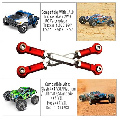 Stainless Steel Adjustable Turnbuckles/Camber Links with Rod Ends Set for 1/10 Traxxas Slash 4X4/2WD. (RED)