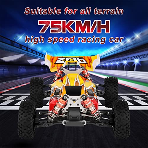 GoolRC WLtoys 144010 V2 RC Car, 1:14 Scale 2.4GHz Remote Control Car, 4WD High Speed Racing RC Buggy with Brushless Motor, Metal Chassis for Adults