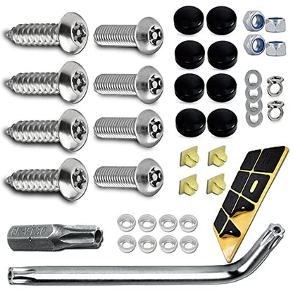 Anti Theft License Plate Screws, Anti Theft License Plate Frame Bolts Tamper Resistant Fasteners, Stainless Steel License Plate Screws, 1/4"(M6) Security Screw Set for Car License Plates - color: style 1