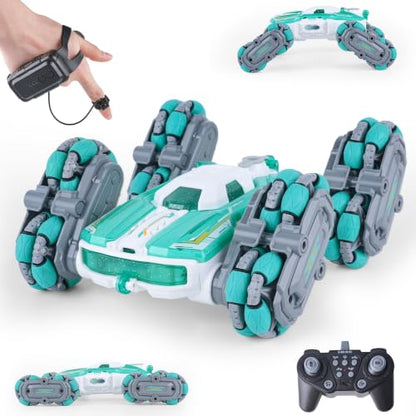 8WD Remote Control Car Toys for Kids, Gesture Sensing RC Stunt Truck | Birthday Gifts, Great for Boys Age 6-12, Cool Toys with Lights Music Spray, Transformable & Durable - color: Sky Blue