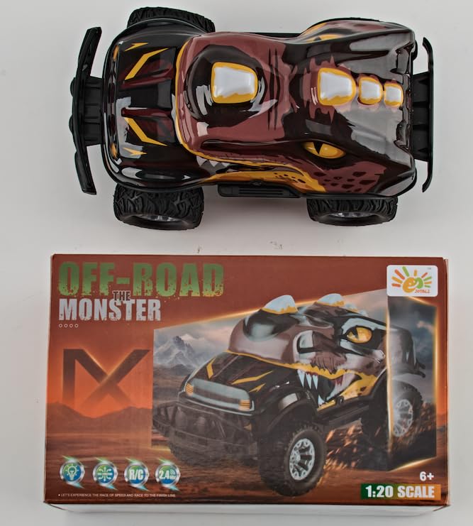 Dinosaur-Shaped Off-Road Vehicle Remote Control Cool Off-Road Vehicle Truck, 2.4GHz RC Car with LED Lights, 1:20Scale, RC Truck, Remote Control car from a Long Distance.Gifts for Boys (Brown) - color: Brown
