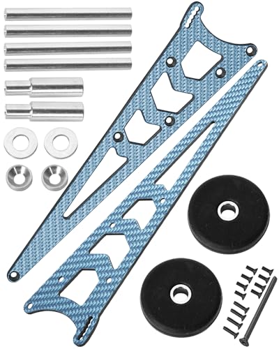 RC Wheelie Bar w/Mount Upgrades Part for 1/10 Slash Rustler Bandit 2WD(VXL),Carbon Fibre Wheelie Bar Kit Tail Wheel Head up Wheel Assembly Hops Up,Navy Blue - color: Navy Blue(1set)